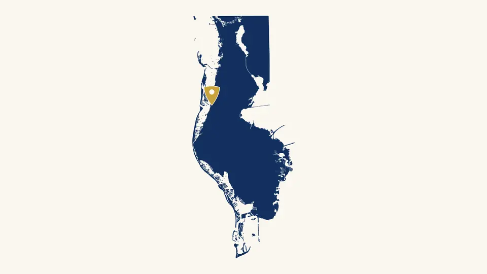 Map of Pinellas County with Clearwater marked as Tax Link's home base for mobile tax service across the county